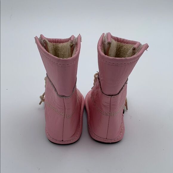 Jack and Lily Pink leather toddler Boots barefoot first walkers flexible - Picture 5 of 10
